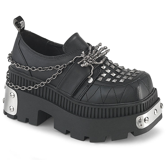 WRATH-42 3 1/4" Chunky Heel, 2" Square-Toe PF Loafer Shoe