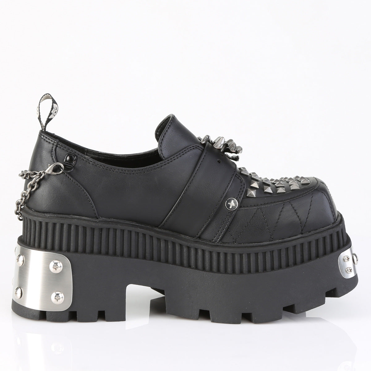 WRATH-42 3 1/4" Chunky Heel, 2" Square-Toe PF Loafer Shoe
