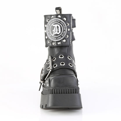 WRATH-58 3 1/4" Chunky Heel, 2" Square-Toe PF Ankle Boot, Inside Zip