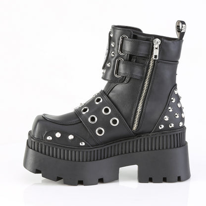 WRATH-58 3 1/4" Chunky Heel, 2" Square-Toe PF Ankle Boot, Inside Zip