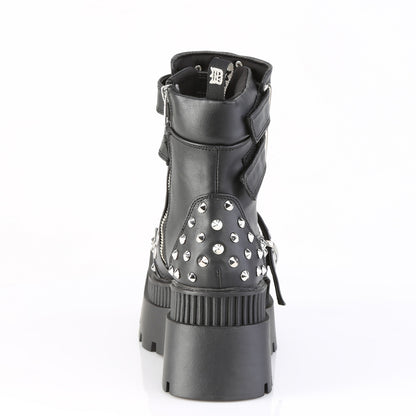 WRATH-58 3 1/4" Chunky Heel, 2" Square-Toe PF Ankle Boot, Inside Zip