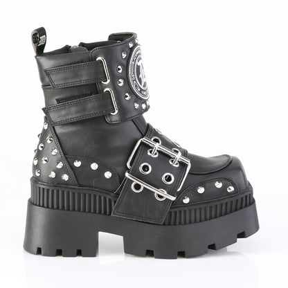 WRATH-58 3 1/4" Chunky Heel, 2" Square-Toe PF Ankle Boot, Inside Zip