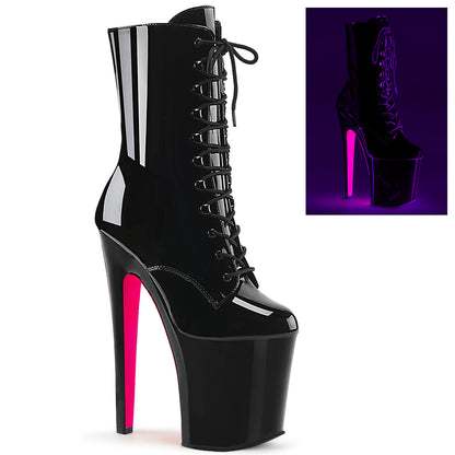 XTREME-1020TT 8" Heel, 4" PF Lace-up Two Tone Ankle Boot, Side Zip