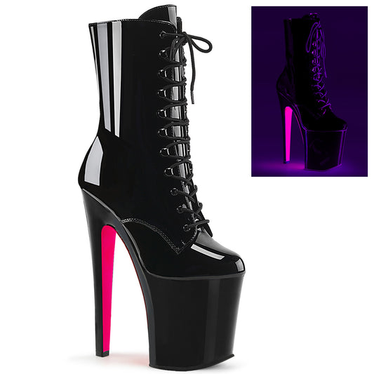 XTREME-1020TT 8" Heel, 4" PF Lace-up Two Tone Ankle Boot, Side Zip