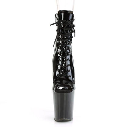 XTREME-1021 8" Heel, 4" PF Peep Toe Lace-Up Ankle Boot, Side Zip