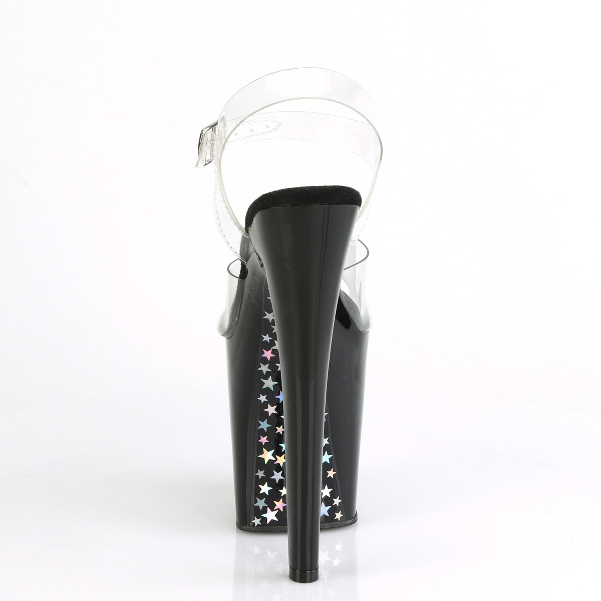 XTREME-808CHS *8" Heel, 4" PF Ankle Strap Sandal w/Contrast Holo Stars