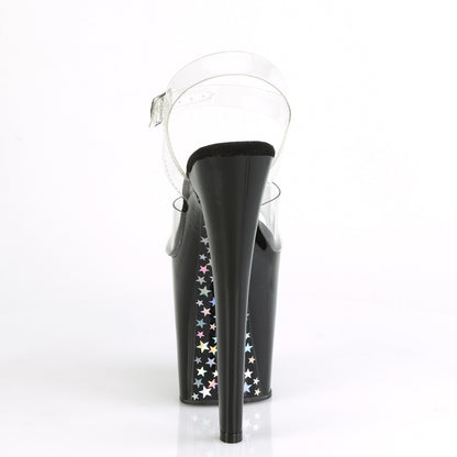 XTREME-808CHS *8" Heel, 4" PF Ankle Strap Sandal w/Contrast Holo Stars