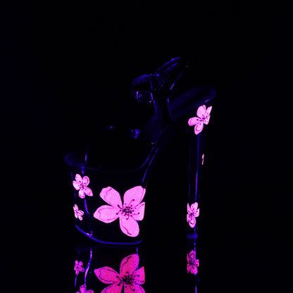 XTREME-809HB 8" Heel, 4" PF Ankle Strap Sandal w/Hibiscus Flowers