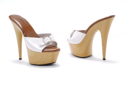 Ellie Shoes Women's 609-Barbara 6" Faux Wood Platform Slide