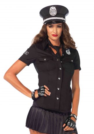 2 PC Police Shirt With Badge Accents And Tie