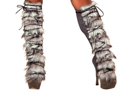 Fur/Suede Leg Warmer with Lace-up RM-LW4428