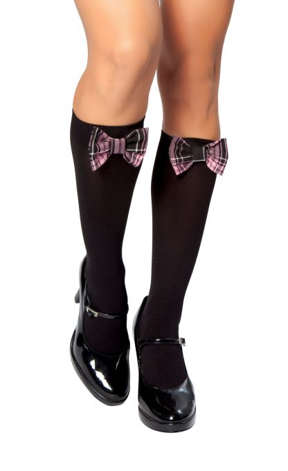 Stockings with Black/Baby Pink Bow RM-ST4218