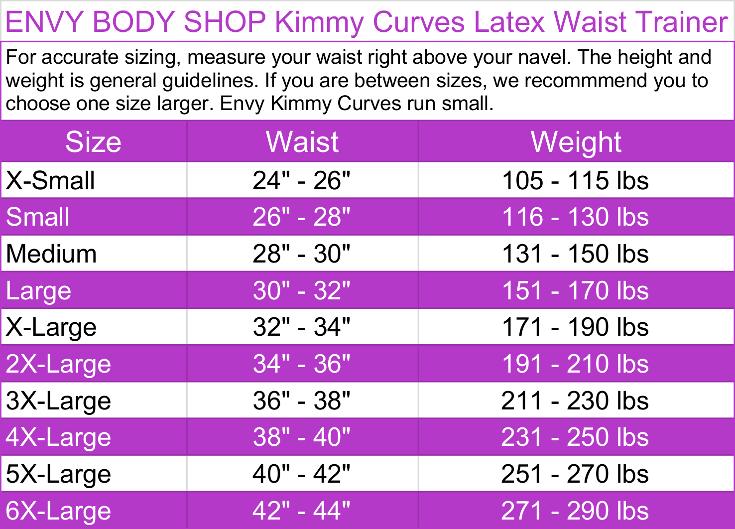 ENVY BODY SHOP Kimmy Curves Latex Gym Waist Trainer Body Shaper XS-6XL ...
