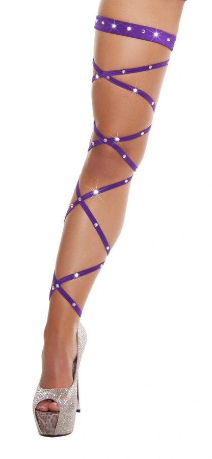 100" Solid Leg Strap with Attached Garter and Rhinestone Detail RM-3233