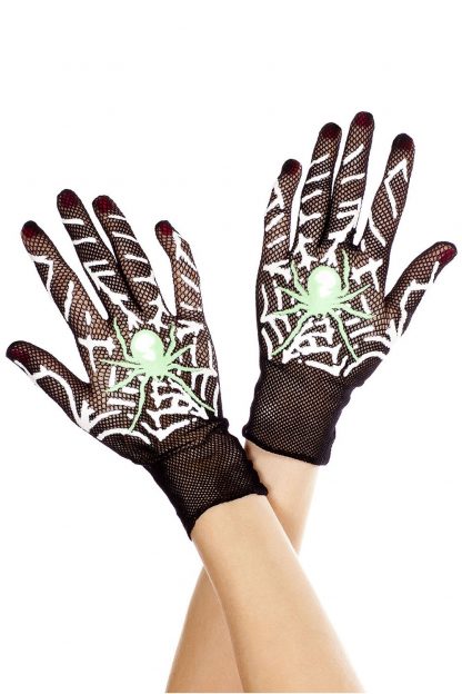 Spiderweb Print Fishnet Gloves ML-418