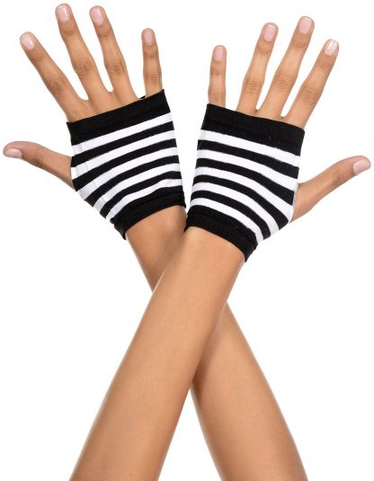 Black And White Striped Gloves ML-439