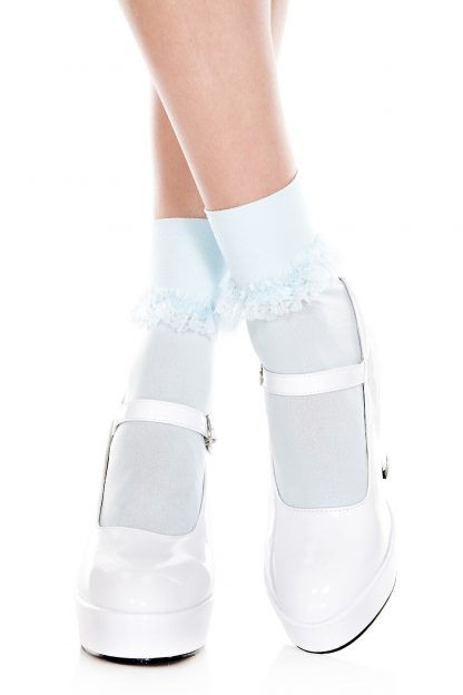 Opaque Ankle Hi With Ruffle Trim