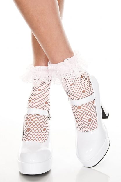 Net Pattern Anklet With Ruffle Trim
