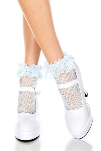 Fishnet Anklet With Ruffle Trim