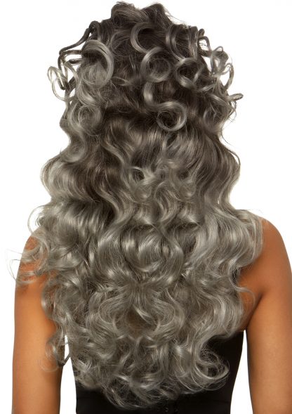 24" Long Curly Wispy Bang Wig With Half Up Pony