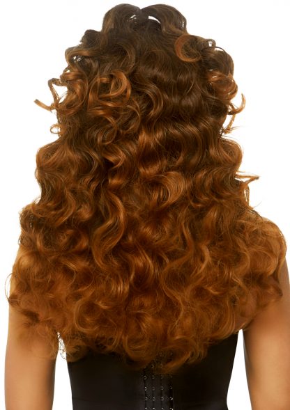 24" Long Curly Wispy Bang Wig With Half Up Pony