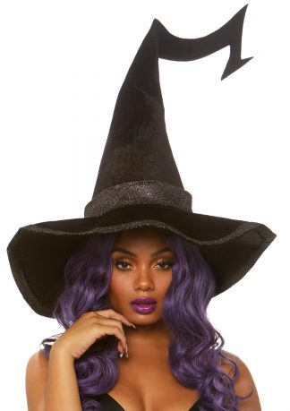 Bewitched Velvet Witch Hat With Glitter Trim