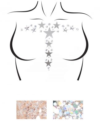 Kismet Adhesive Mirror Star And Rhinestone Body Sticker And Two 3g Body Glitter Packets