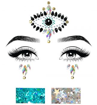Divinity Adhesive Face Jewels Sticker And Two 3g Body Glitter Packets