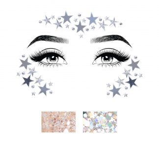 Dream Adhesive Mirror Star And Rhinestone Face Sticker And Two 3g Body Glitter Packets