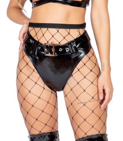 2pc Latex High-Waisted Shorts with Belt