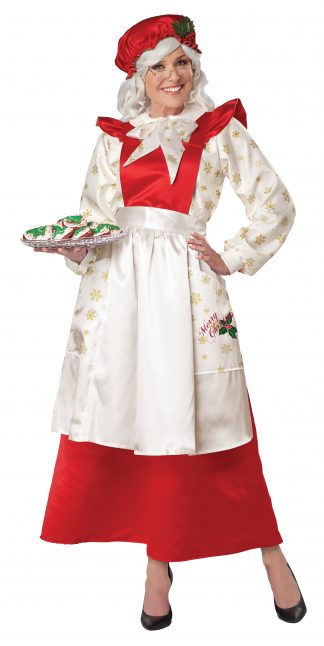 Mrs Claus Pinafore Dress With Apron Adult Costume