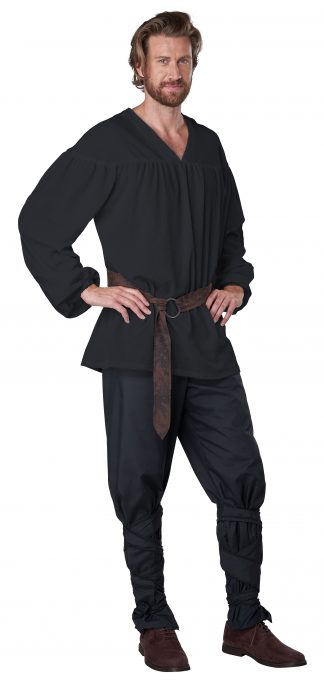 Renaissance Peasant Black Shirt Adult Costume