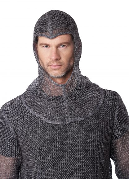 Metallic Knit Chainmail Tunic And Cowl Adult Costume