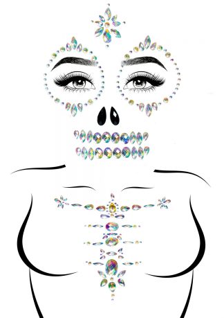 Skeleton Adhesive Face And Chest Jewel Stickers