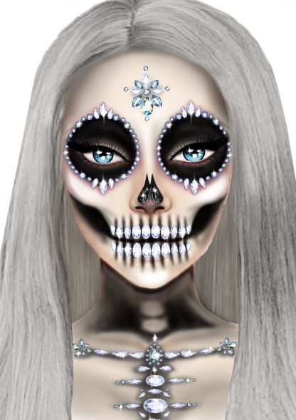 Skeleton Adhesive Face And Chest Jewel Stickers