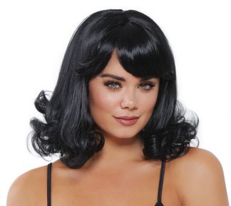 Mid-Length Black Curly Wig