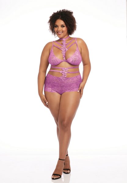 Plus Stretch Galloon Lace Bralette and Panty Set