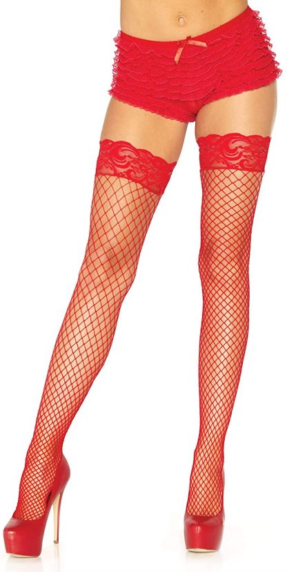 Spandex Industrial Net Thigh Highs With Stay Up Silicone Lace Top