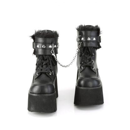 Demonia ASHES-57 3 1/2" Chunky Heel 2 1/4" PF Lace-Up Ankle BT Side Zip