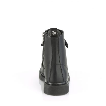 Demonia BOLT-100 1 1/4" Heel 8-Eyelet Mid Calf Unisex Vegan Boot Side Zip
