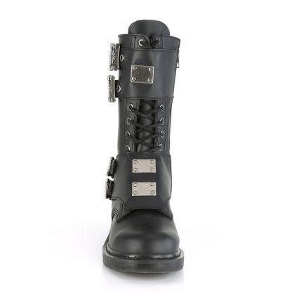 Demonia BOLT-345 1 1/4" Heel 14 Eyelet Mid-Calf Combat Boot Side Zip