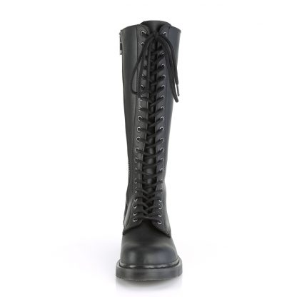Demonia BOLT-400 1 1/4" Heel 20-Eyelet Knee High Unisex Vegan Boot Side Zip