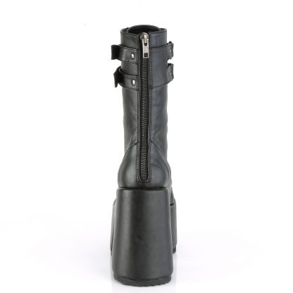 Demonia CAMEL-250 5" Chunky Heel 3" P/F Lace-Up Mid-Calf Boot Back Zip
