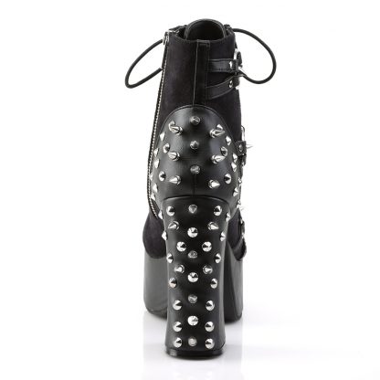Demonia CHARADE-100 4 1/2" Heel 2" PF Lace-Up Front Ankle Boot with Studs