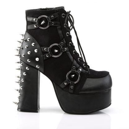 Demonia CHARADE-100 4 1/2" Heel 2" PF Lace-Up Front Ankle Boot with Studs