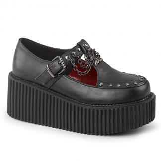 Demonia CREEPER-215 3" PF T-Strap Creeper with Side Cutout & Buckle Detail