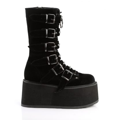 Demonia DAMNED-225 3 1/2" PF Mid-Calf Boot with 6 Buckle Straps Metal Side Zip