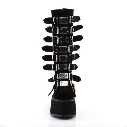 Demonia DAMNED-318 3 1/2" PF Knee High Boot with 8 Buckle Straps Back Metal Zip
