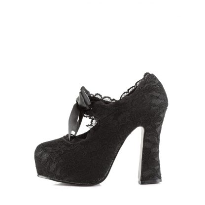 Demonia DEMON-11 5" Concealed PF MJ Pump with Lace Overlay & Bow