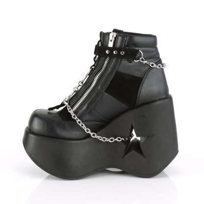 Demonia DYNAMITE-101 5" Star Cutout PF Wedge Side Lace-Up Ankle Boot Side Zip